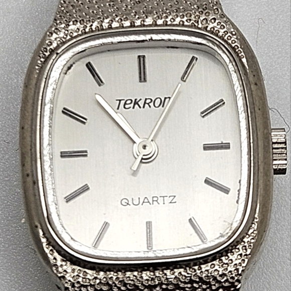 TEKRON Vintage Womens Watch Silver Metal Band Untested - Picture 2 of 5